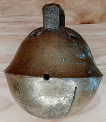 Antique 3in Brass Sleigh Bell Jingle Horse Harness Rustic Estate Find - Image 1 of 4