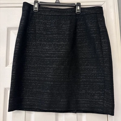 Falda lápiz Nordstrom Trina Turk negra metálica plateada tiro alto talla 12 fiesta Foto 1 de 4