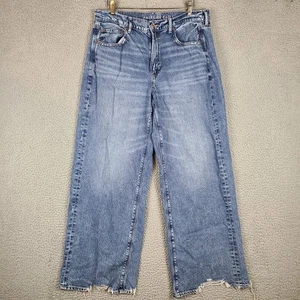 American Eagle Super High Rise Baggy Wide Leg Jeans Size 12 (32x31) medium Wash - Picture 1 of 10
