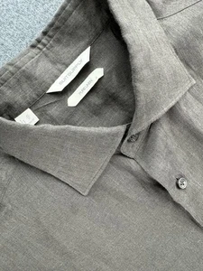 Suitsupply Herren Reines Leinen Hemd Größe 17 Braun Langarm Knopfleiste Maßgeschneidert - Bild 1 von 21