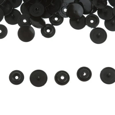 100 Sets T5 Resin Snap Buttons Fasteners 12.4MM Black - Image 1 of 4