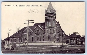 Años 1907-10 CENTRAL M.E. IGLESIA NUEVA DECATUR ALABAMA VACA PASTOREO POSTAL - Imagen 1 de 2