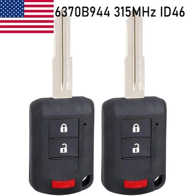 2 For Mitsubishi Mirage Lancer Outlander RVR Remote Key Fob OUCJ166N 6370B944 3B - Imagem 1 de 3