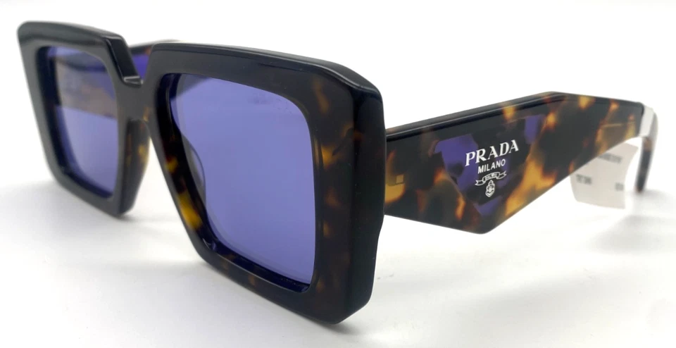 Prada SPR 23Y 2AU-05Q Women's Sunglasses Black & Brown Frames w/ Dark Blue Lense - Image 1 of 4