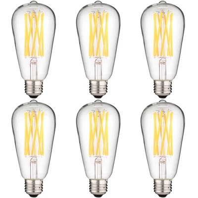 Sunlite 6Pk Warm White S19 Antique LED Bulb, 8W (60W Eq.) Medium Base, Dimmable - Image 1 of 3
