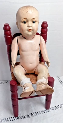 ANTIGUA MUÑECA BEBÉ "ATLAS HUG ME KID" - TODO METAL ARTICULADO, OJOS DE HOJALATA, 12", 1919 Foto 1 de 4