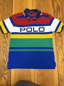 Polo Ralph Lauren Shirt Mens Large Rugby Colorblock Stripe Multicolor Short Slee - Picture 1 of 7