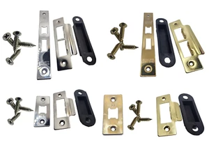 Strike plate Polished brass chrome dust box face plate screws mortice latch - Picture 1 of 22