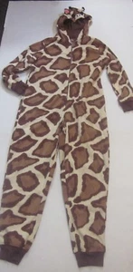 Nick & Nora hooded One Piece Pajamas Cow Animal Print Sleeper PJ's Sz Small j178 - Picture 1 of 4