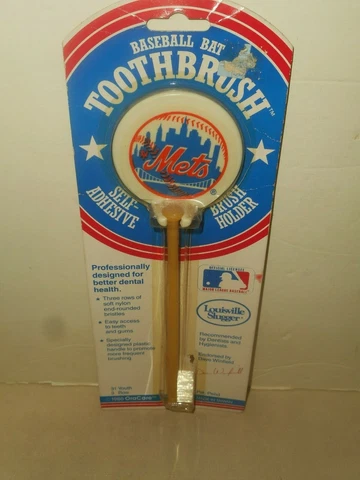 Vintage 1986 New York Mets Baseball Bat ORACARE Toothbrush & Holder Nos Sealed Cover
