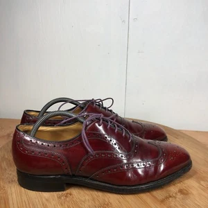 Johnston Murphy Shoes Mens 9 Vintage Oxfords Dress Red Leather Wingtip Classic - Picture 1 of 14
