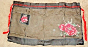 Vintage 50's/60's 1/2 APRON BLACK SHEER w/ROSES & Pocket - Picture 1 of 1
