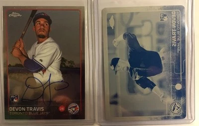 2015 TOPPS CHROME DEVON TRAVIS Parallel CARD #184 Printing Plate! 1:1 +base Auto - Image 1 of 3