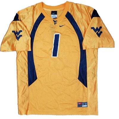 Camiseta Nike West Virginia Juvenil Grande 16-18 Mountaineers #1 Fútbol Oro Amarillo Foto 1 de 4