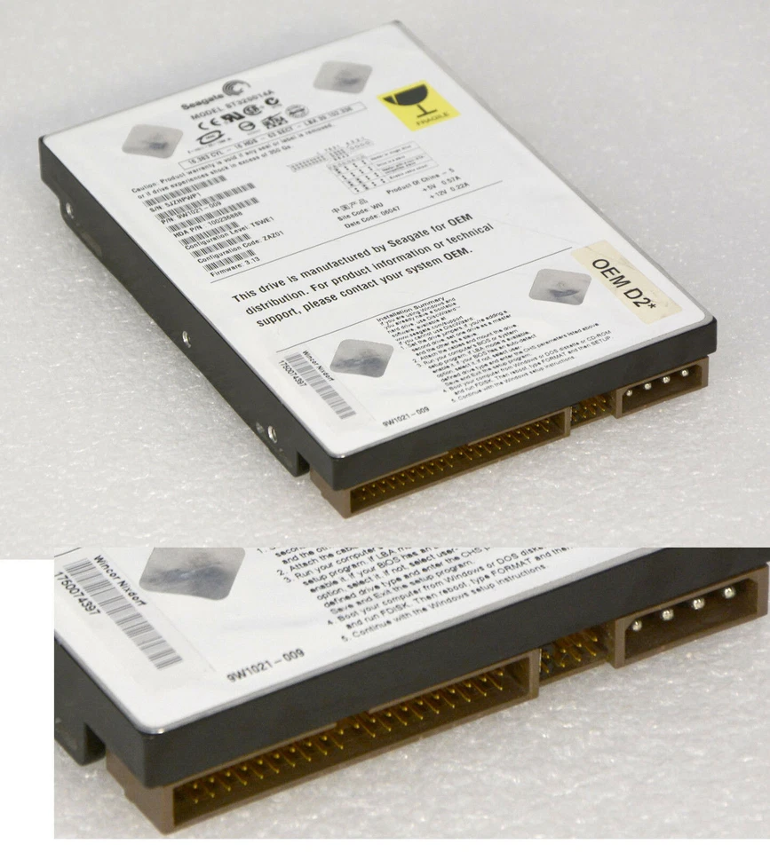 20GB Ultra ATA Hard Drive 40-Pin 3.5" 8.89Cm Hard Disk HDD Seagate ST320014A F87 - Image 1 of 1