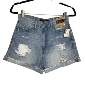 Aero High Rise Curvy Mom Short Distressed Denim Size 4 Zipper Fly - Picture 1 of 10