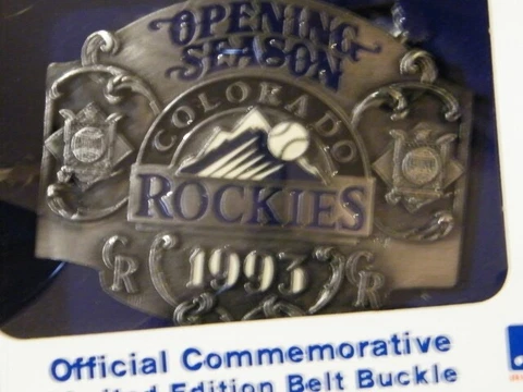 1993 Limited Edition Opening Season Colorado Rockies Belt Buckle New in Box Cover