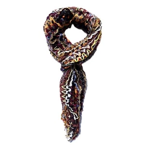 Multicolor Knit Scarf with Fringe Detailing, Made in Italy – Orange - Picture 1 of 6