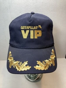 Vtg Caterpillar Cat VIP Cap Hat Black Gold SnapBack USA scrambled eggs - Bild 1 von 8