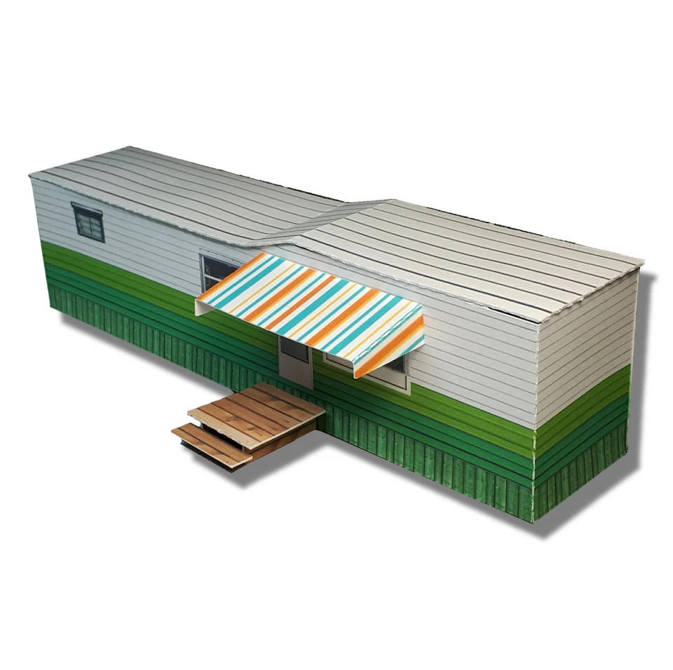 HO Scale Building - Mobile Trailer Home  *Pre-Cut* CARDSTOCK  Paper Kit MH1H - Image 1 of 4