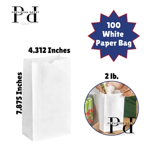2 lb. White Paper Bag - Pack Of 100 - Standard Duty - Picture 1 of 1