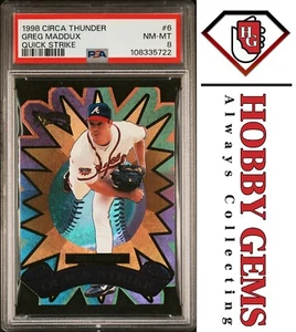 Greg Maddux PSA 8 1998 Circa Thunder Quick Strike troquelado #6 - Imagen 1 de 2