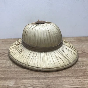 Vintage Straw Rattan Helmet Safari Jungle Hand Woven Hat - Picture 1 of 14