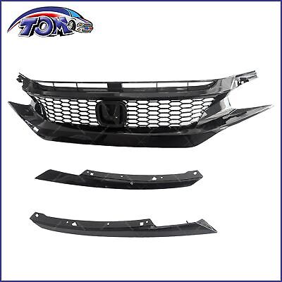 Front Upper Grille Honeycomb Gloss Black Fit Honda Civic 2016-2018 • 90.99$