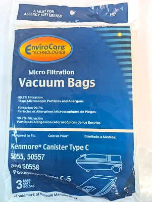 Bolsas de vacío Sears Kenmore 5055 50557 50558 tipo C -5 microfiltración Foto 1 de 4