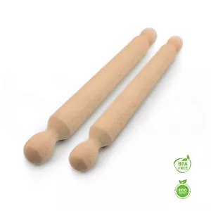 40/46cm Natural Beech Wooden Rolling Pin Wood with Profiled Palm Supporting Edge - Picture 1 of 10