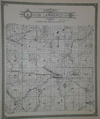 1923 Plat Map St LAWRENCE Twp., WAUPACA Co., WISCONSIN ~ SCANDINAVIA on Reverse - Image 1 of 4