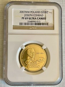 Poland 2007 MW  Joseph Conrad 200 Zlotych Gold NGC PF69 ULTRA CAMEO SKU# 2868 - Picture 1 of 2