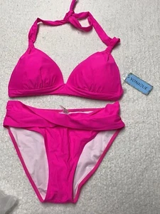 Yonique Women Two Piece Bathing Suit Push Up Bikini Set Halter Hot Pink Large - Picture 1 of 4
