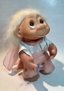 Thomas Dam 1977 Troll Doll 604 9" Tall Poodle Skirt White Hair Brown Eyes - Picture 1 of 9