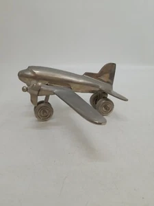 VTG Art Deco Airplane Diecast Aluminum WWII DC3 Wheels Military Handmade Glossy - Picture 1 of 5