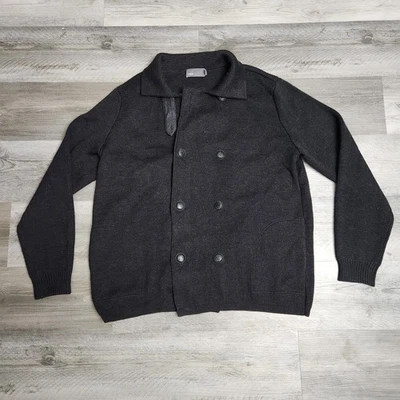 Suéter Vince Hombre XL Doble Pecho Lana Chaquetón Botón Negro Foto 1 de 4