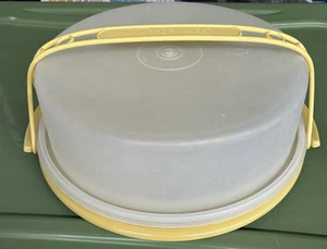VintageTupperware 3-teiliges Set 719-4 Ernte Gold 9 Zoll Tortenkuchenträger gebraucht - Bild 1 von 5
