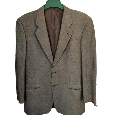 Blazer vintage Armani Collezion mezcla seda/lana marrón espiga talla 40R Foto 1 de 4