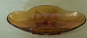 Braunglas Schale 10" Kieselblatt Design überbacken Anchor Hocking Vintage Herbst - Bild 1 von 17