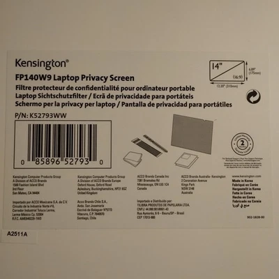 Kensington FP140W9 Privacy Screen for Laptops 14" (16:9) A2511A New - Image 1 of 2