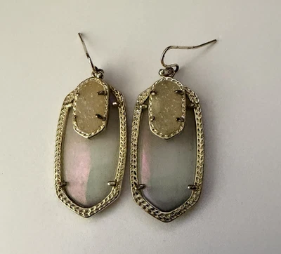 Kendra Scott Emmy Gold Tone Opalite Iridescent Drusy Earrings - Image 1 of 4