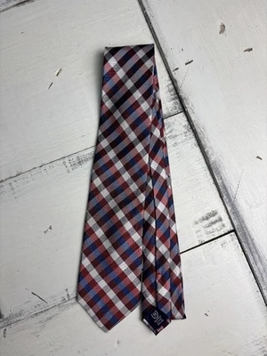 Chaps Men’s Tie Red Blue Gray Plaid Check Pattern Classic Necktie 100% Silk - Image 1 of 3