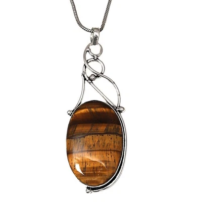 Colar olho de tigre pedra preciosa feita à mão joia 3" - Imagem 1 de 4