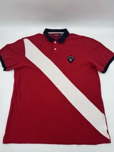 Vintage Men's Ralph Lauren Chaps Polo Shirt Red White Navy Blue Size XL RN41381 - Picture 1 of 7