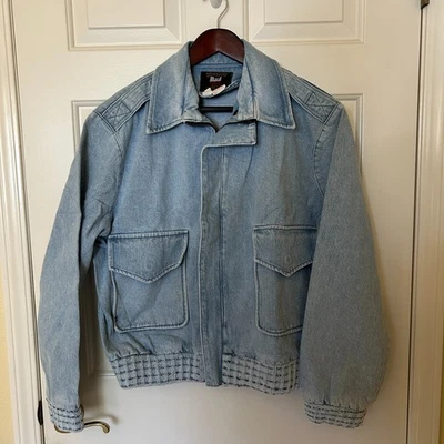 Vintage Adventure Sportswear Denim Bomber Jacket USA Made M - Image 1 of 4