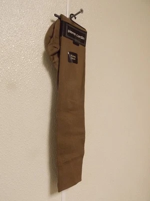 New Vintage PIERRE CARDIN Solid Brown Nylon Men's Dress Socks Size 13-17 - Image 1 of 3
