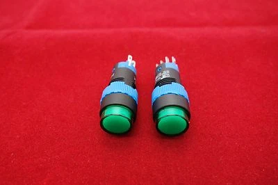 2PCS Cutout 12MM 110V Green LED ILLUMINATED Round Momentary PUSH BUTTON 5 PINS - Image 1 of 4