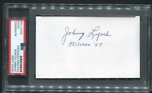Johnny Lujack Index Card Signed Autograph Auto Heisman PSA/DNA - Picture 1 of 2