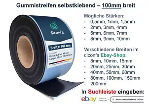 Gummistreifen SELBSTKLEBEND 100mm 10cm - 3mm 4mm 5mm 6mm stark - bis 10m lang - Bild 1 von 9