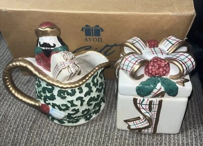 Juego de cerámica Navidad San Nicolás azúcar y crema Avon coleccionable 2001 de colección Foto 1 de 4